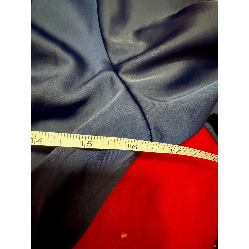Jason Wu Satin Babydoll Peplum Blouse Small Navy Plunge Holiday Coquette Peasant - Picture 11 of 15